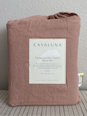 NWT Queen 100% Linen Sheet Set Light Adobe Clay - Casaluna